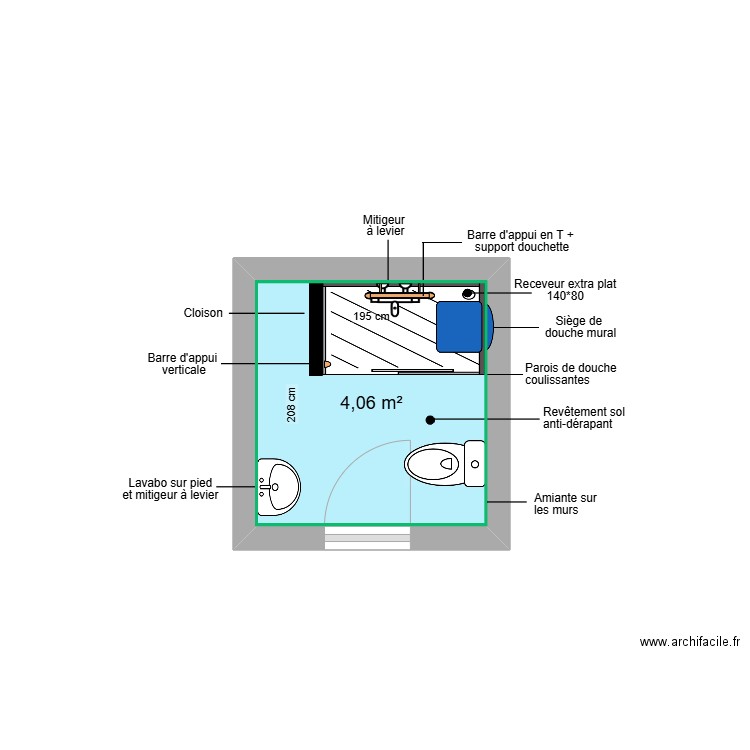Projet DJEMLI. Plan de 1 pièce et 4 m2