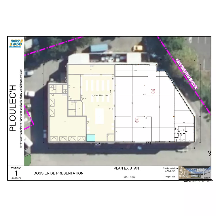 LANNION. Plan de 15  et 729 m²
