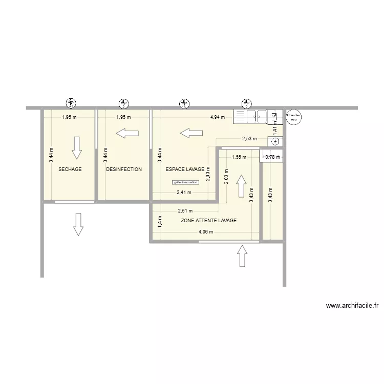 Plan Salle de lavage (attente validation). Plan de 5  et 37 m²