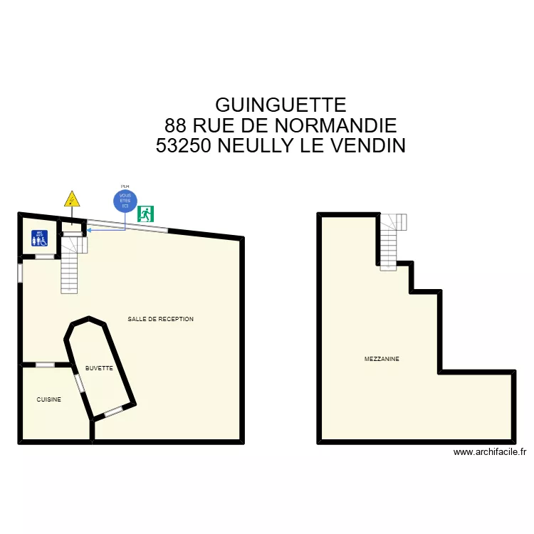 GUINGUETTE. Plan de 6  et 175 m²