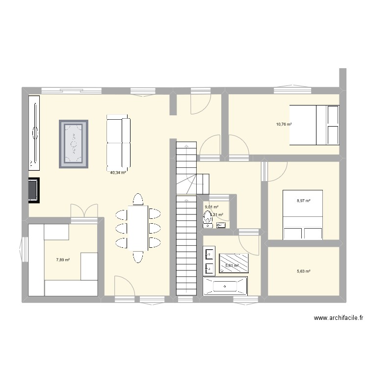 Montaigu 2. Plan de 8 pièces et 89 m2