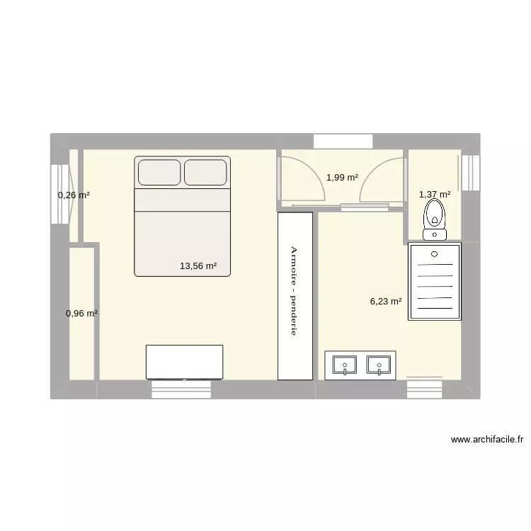 projet. Plan de 6 Pièces et 24 m²
