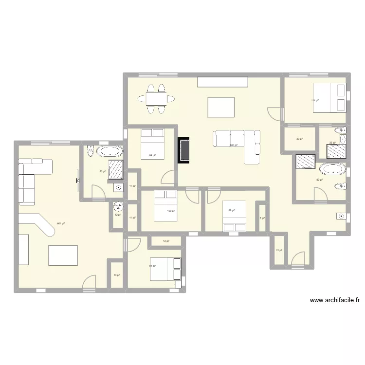 maison test big&eacute;n&eacute;ration. Plan de 18  et 181 m²