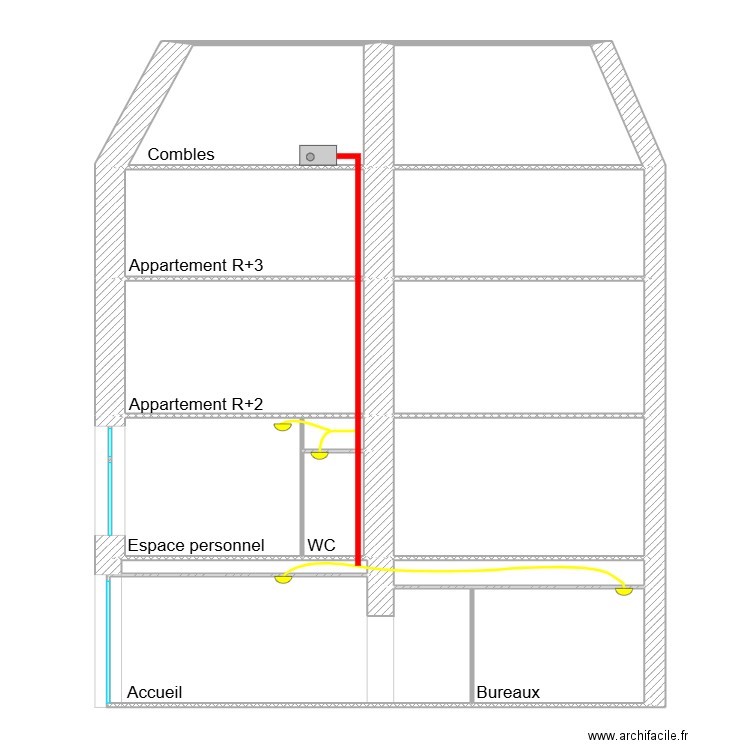 Coupe AA - Riom. Plan de 14 pièces et 169 m2