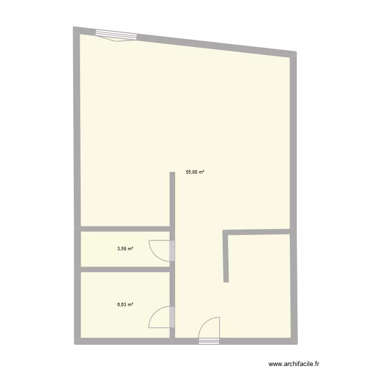 plan 1. Plan de 3  et 66 m²