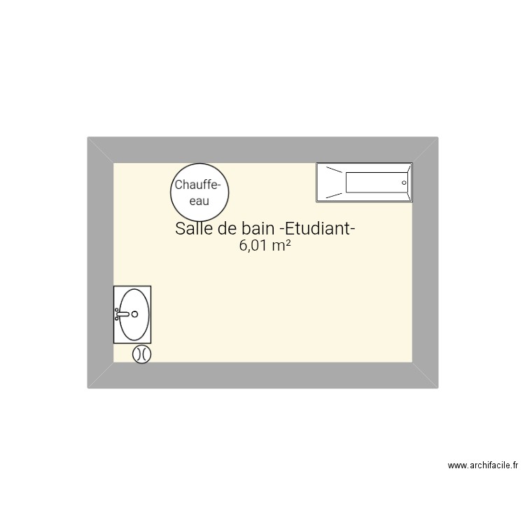 Salle de bain. Plan de 1 pièce et 6 m2