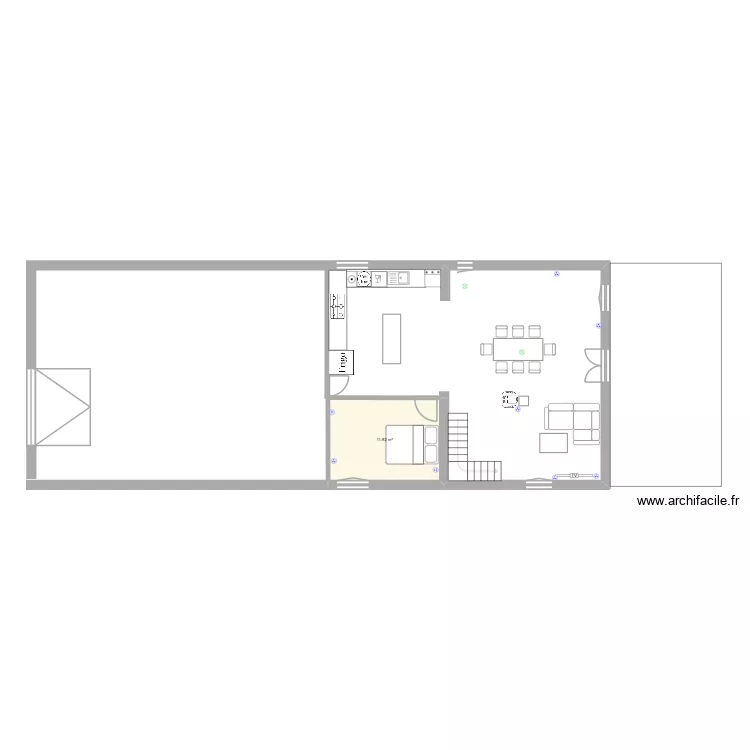 rdc. Plan de 1 Pièce et 12 m² rdc. Plan de 1 Pièce et 12 m²