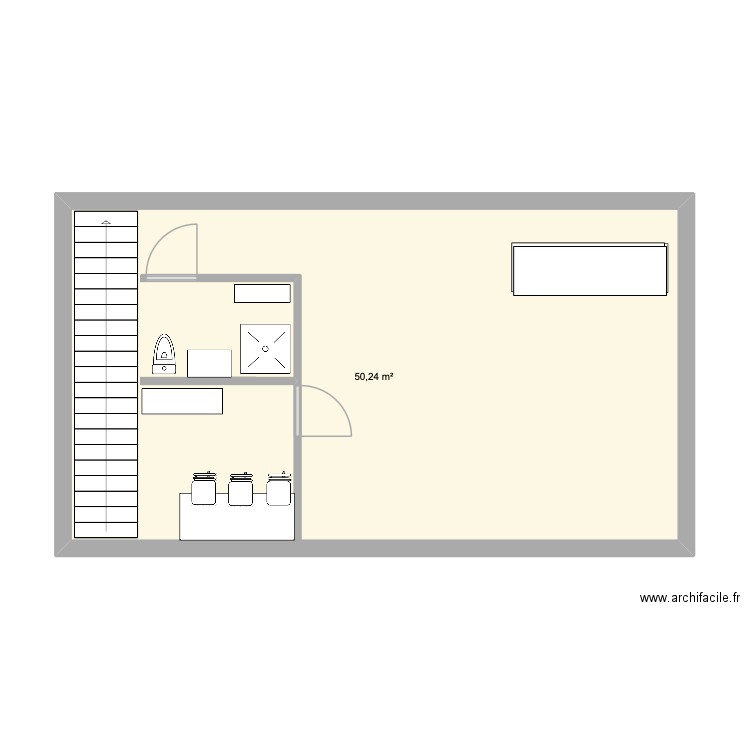 sous sol. Plan de 1 pièce et 50 m2