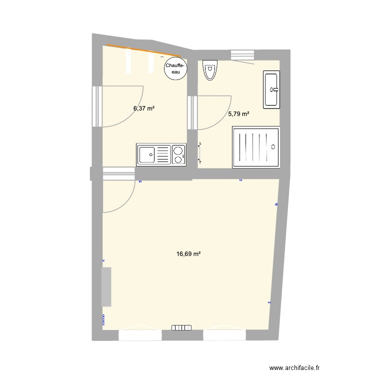Atelier Mains Nues. Plan de 3 pièces et 29 m2