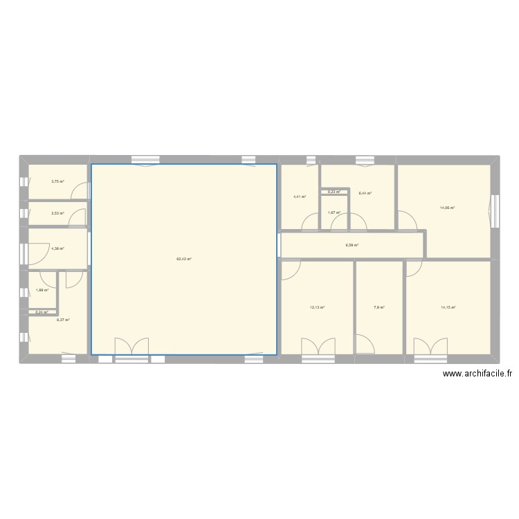 plan maison 1.23. Plan de 16 pièces et 149 m2