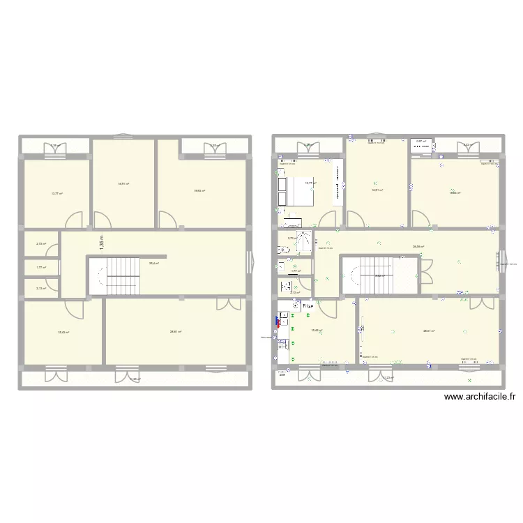 djghader. Plan de 26  et 309 m²