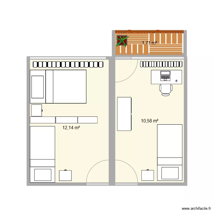 Chambre. Plan de 3 et 24 m² Chambre. Plan de 3 et 24 m²