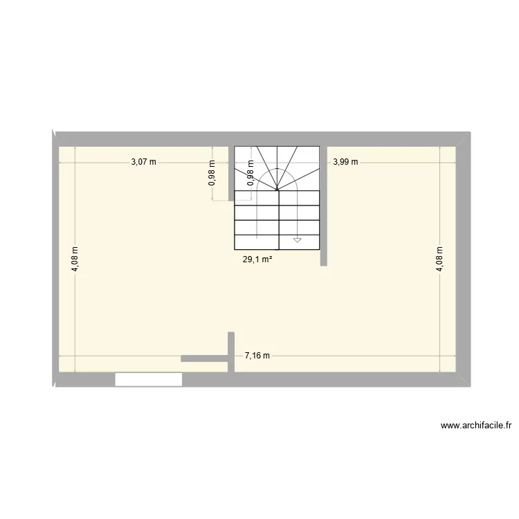 Cachan RdC cuisine. Plan de 1 Pièce et 29 m²