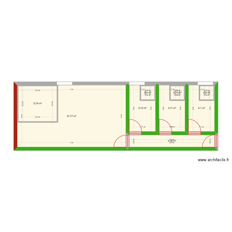 chenil nouveau. Plan de 9 pièces et 56 m2