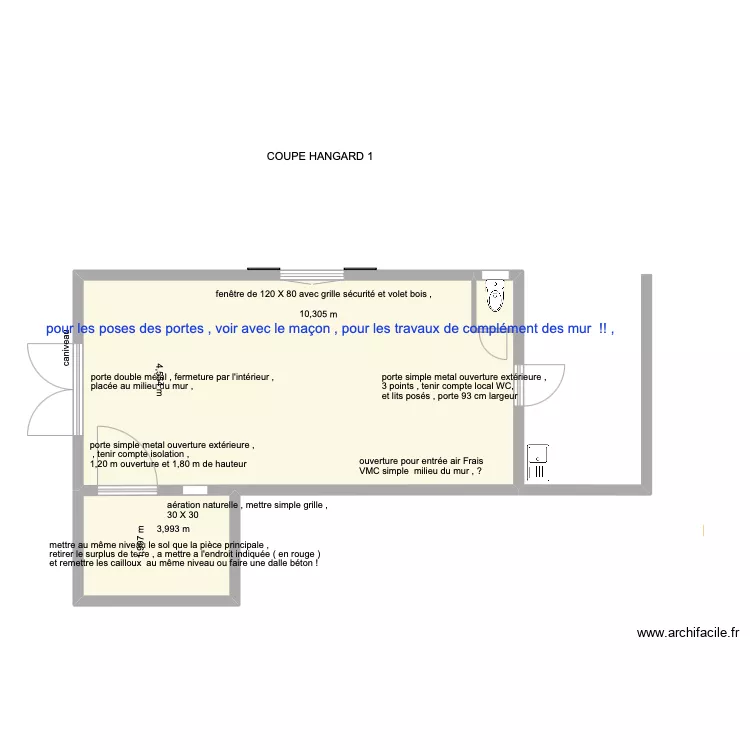  HANGARD 15 MENUISIER. Plan de 