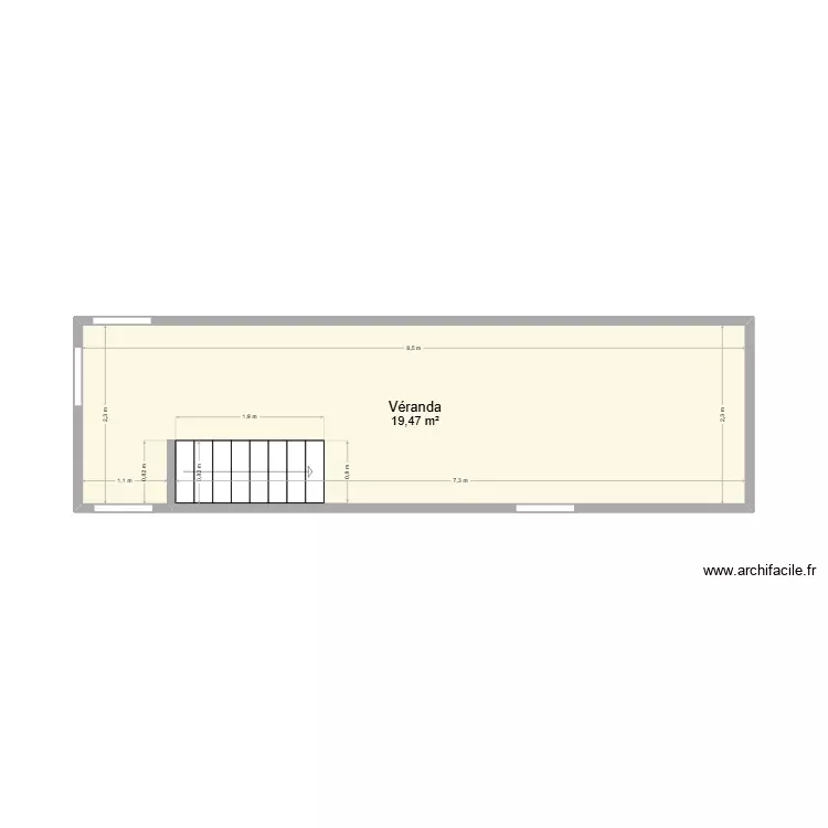 VERANDA. Plan de 1 Pièce et 19 m²