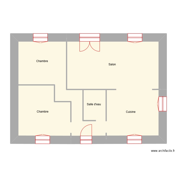 DUCHENE - Scénario 3. Plan de 1 pièce et 64 m2