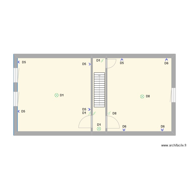 Dim Mons Etage. Plan de 3 pièces et 46 m2