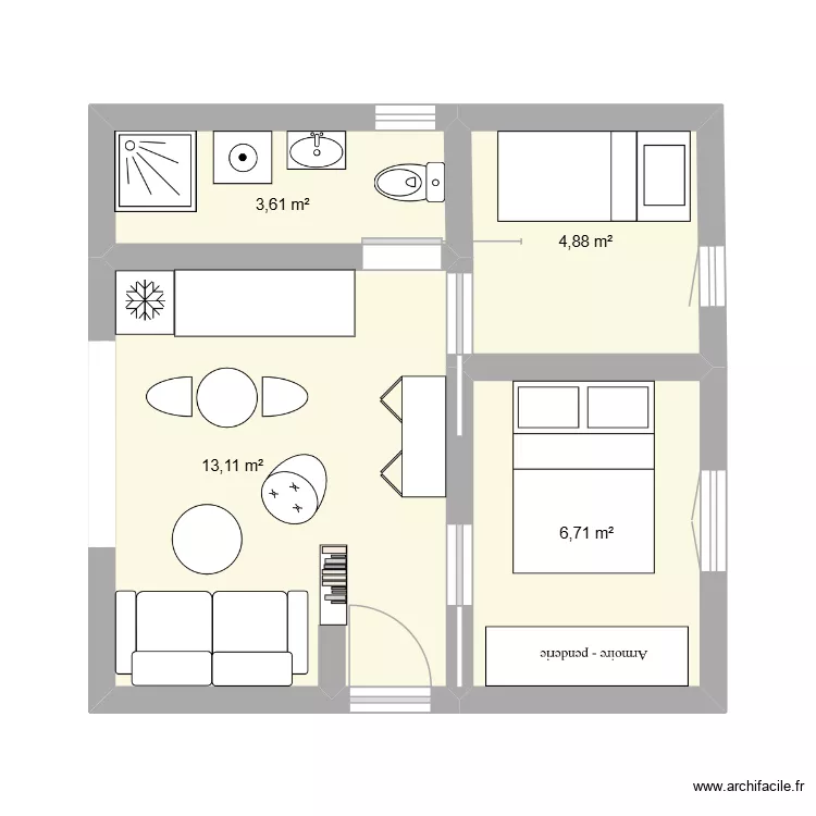 campagne. Plan de 4  et 28 m²
