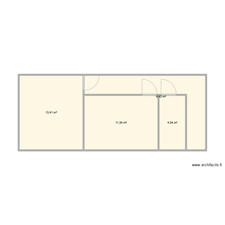 Combles. Plan de 4 pièces et 38 m2