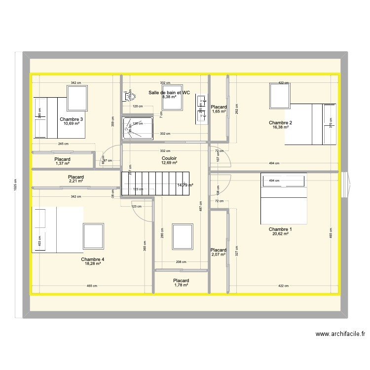 Comble Valentin (Vert Saint Denis). Plan de 12 pièces et 213 m2