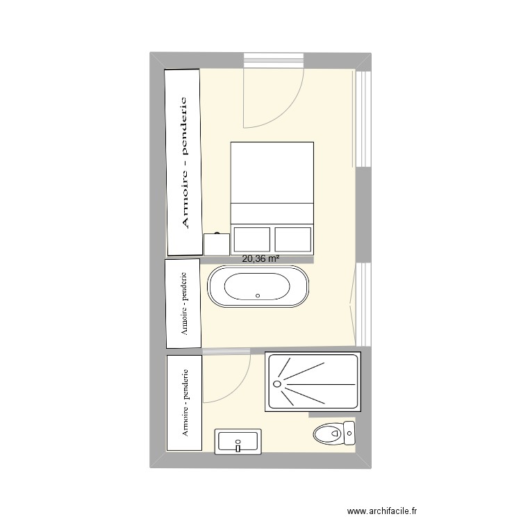 CHAMBRE GERALDINE 1. Plan de 1 pièce et 20 m2