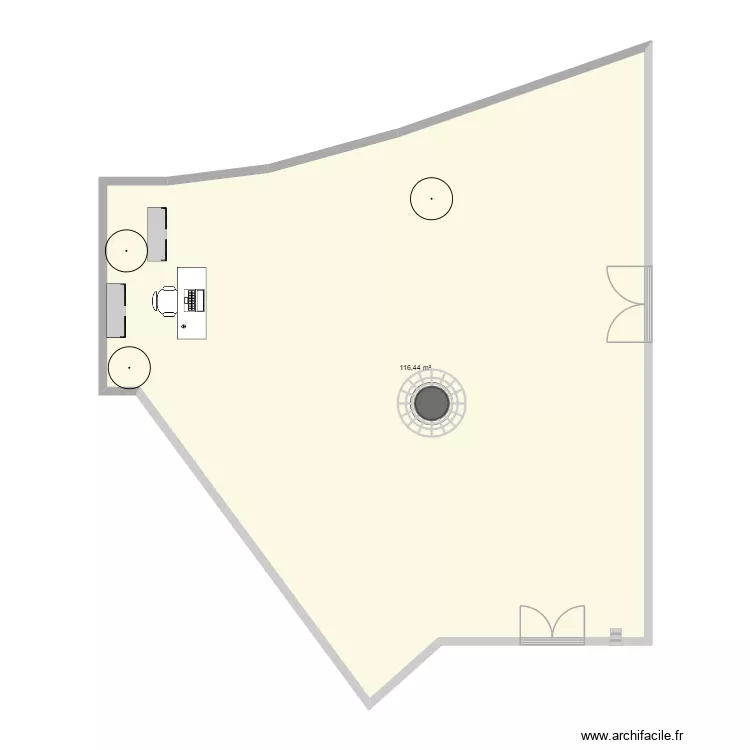 Orientation vide. Plan de 1  et 116 m²