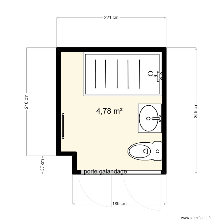 CARTESI   DOUCHE   VILLEPARISIS. Plan de 4 pièces et 9 m2