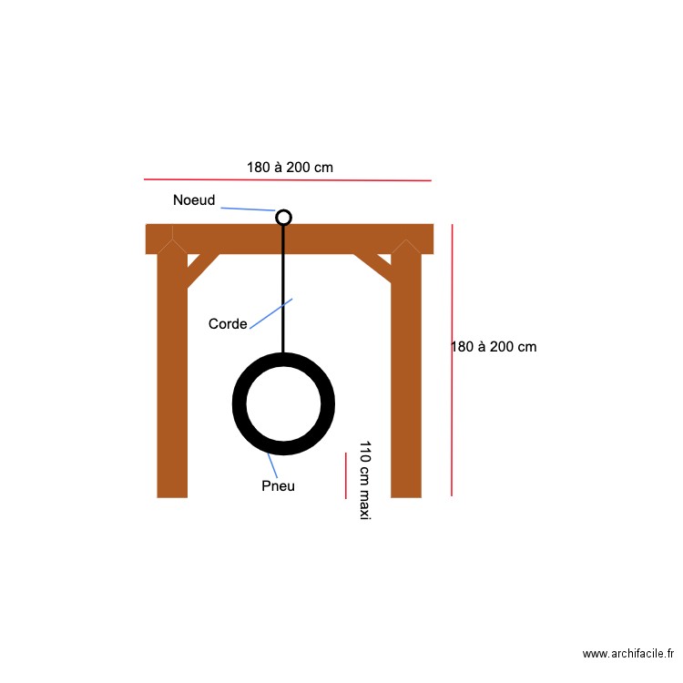 Obstacle pneu/rondins face avant/arrière. Plan de 0 pièce et 0 m2