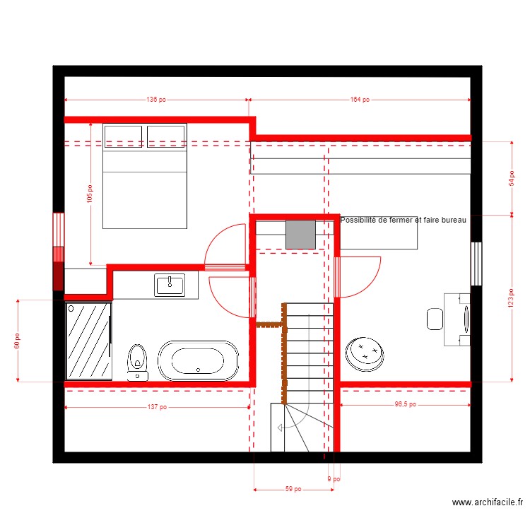 Lavoie étage1. Plan de 1 pièce et 54 m2