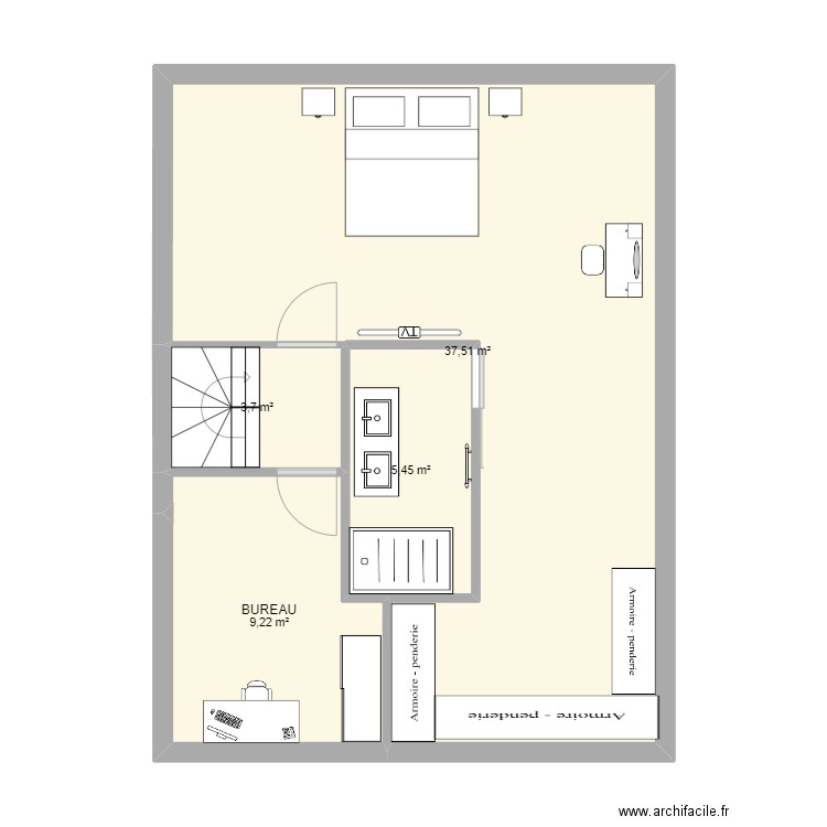 CHAMBRE NOUS. Plan de 4 pièces et 56 m2