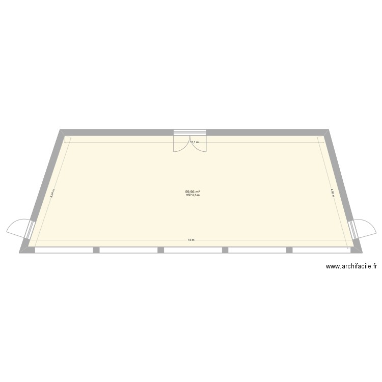 Padel 1. Plan de 1 pièce et 60 m2