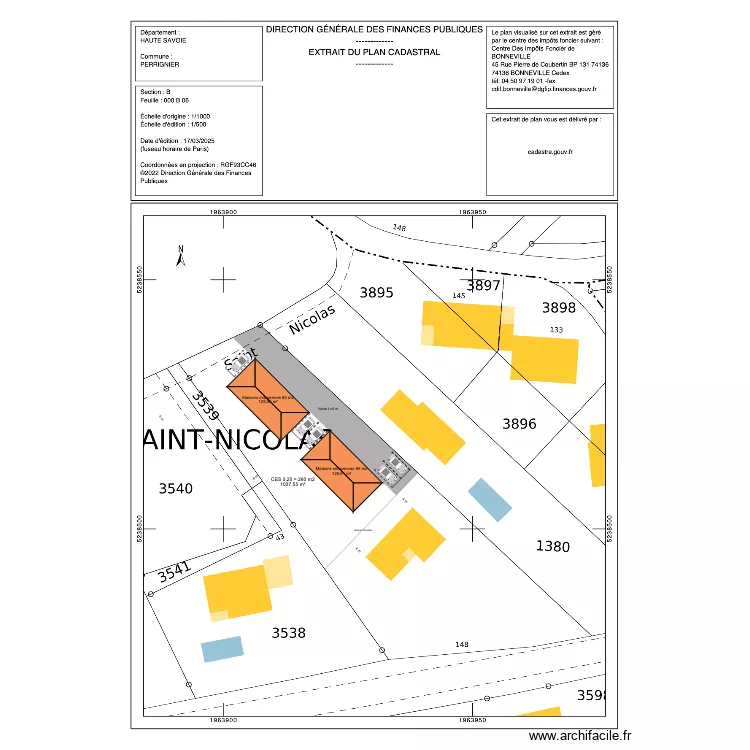 Perrignier 4 mitoyennes. Plan de 