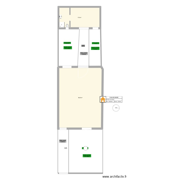plan de masse. Plan de 2 pièces et 74 m2