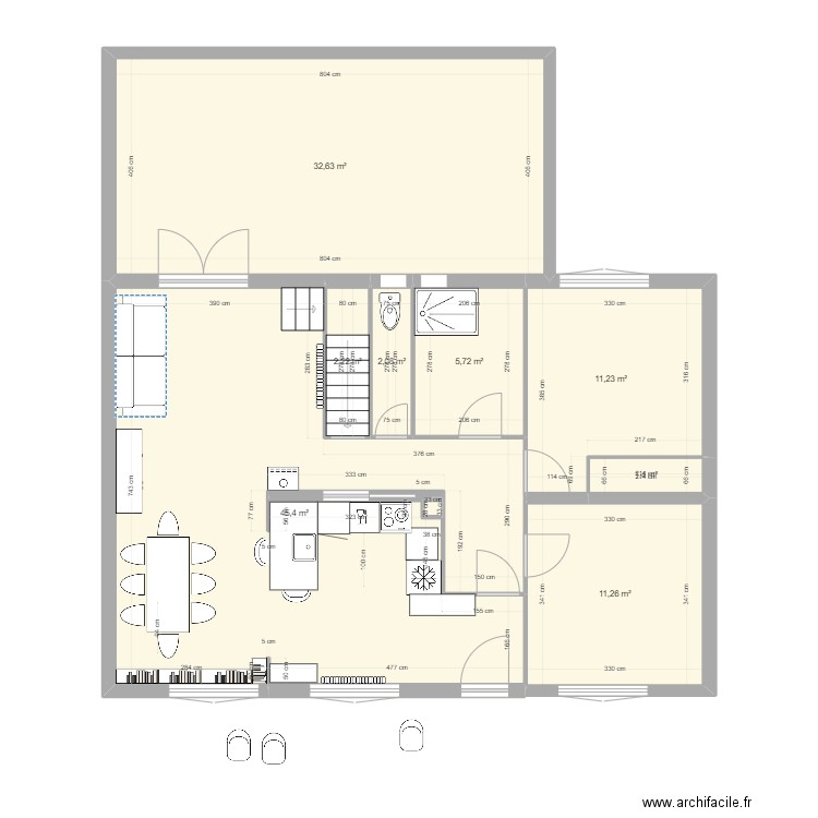 Maison Guy Moquet ouvert v5. Plan de 8 pièces et 112 m2