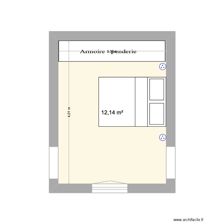 Combreslongere. Plan de 1 pièce et 12 m2