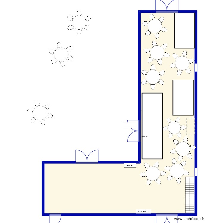salle mariage. Plan de 1 pièce et 225 m2