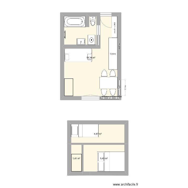 Valloire 1. Plan de 4 pièces et 31 m2