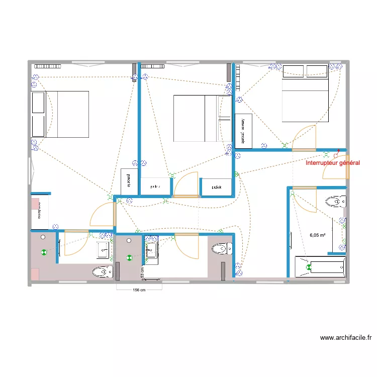 PLAN ELEC CHAMBRES GAUCHE 2. Plan de 