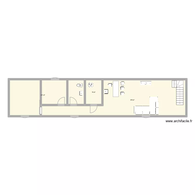 Maison 1. Plan de 3  et 78 m²