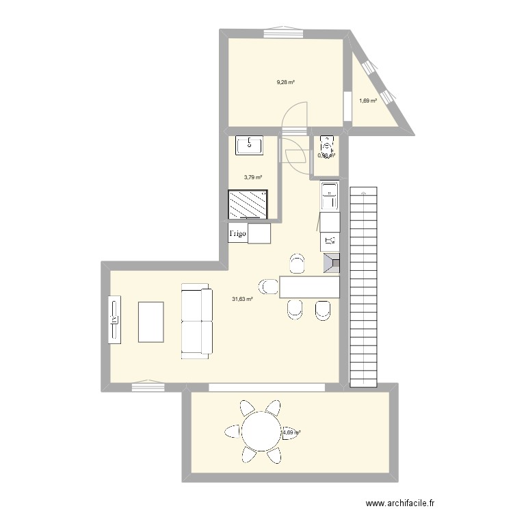 Chante coucou plan 2. Plan de 6 pièces et 62 m2