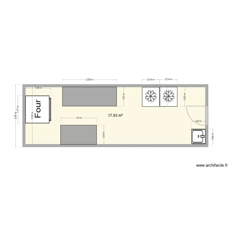 gigi. Plan de 1  et 18 m²