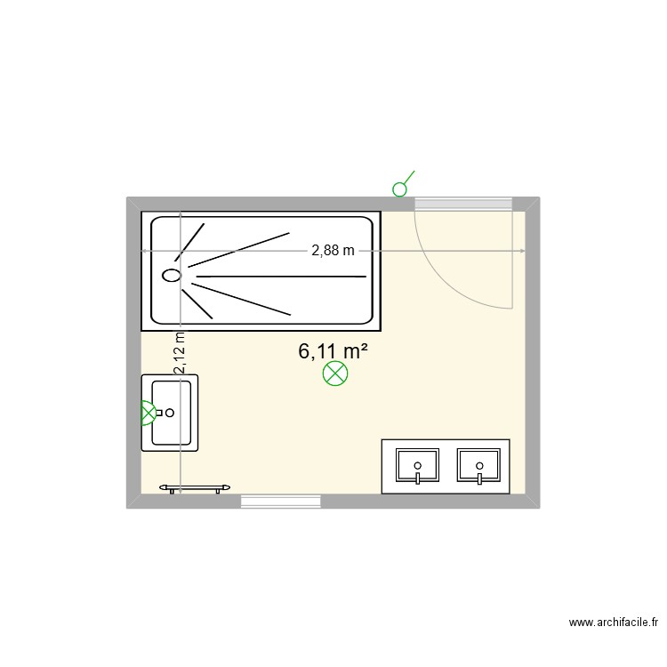 PANTALEON. Plan de 1 pièce et 6 m2