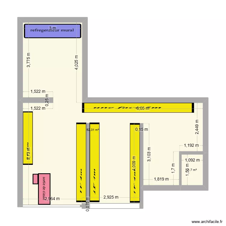 superette bjaia. Plan de 2  et 54 m²