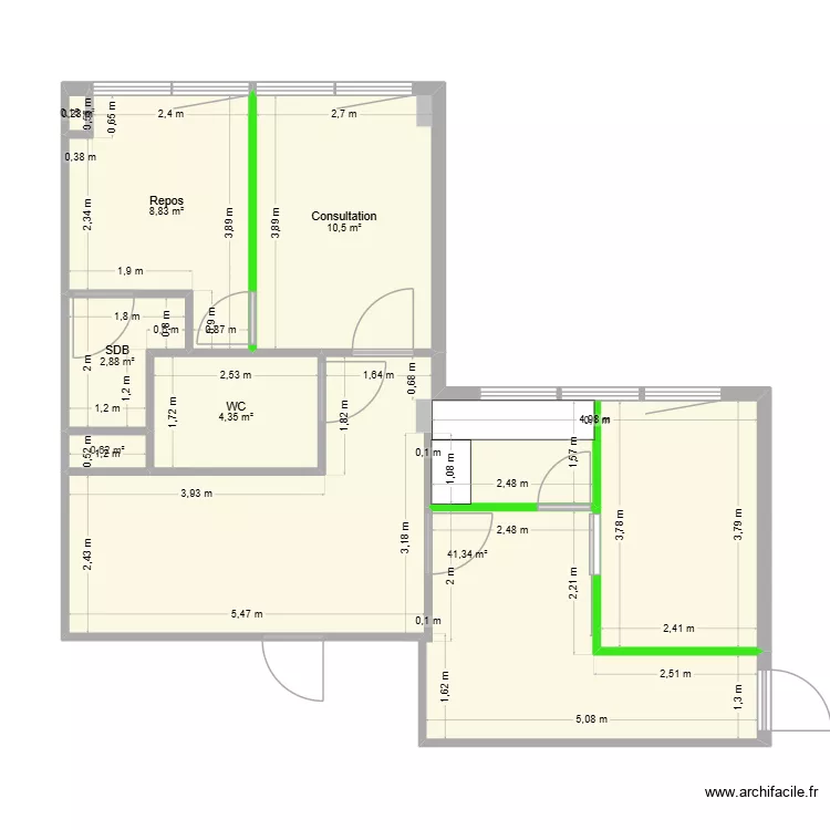 Projet Dr David. Plan de 7  et 69 m²