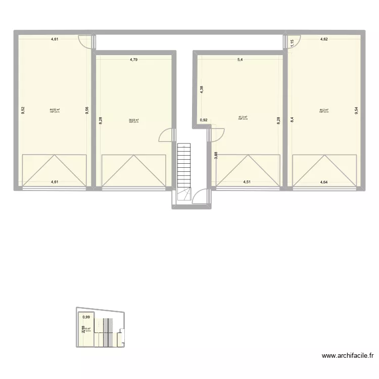sous sol. Plan de 5  et 171 m²