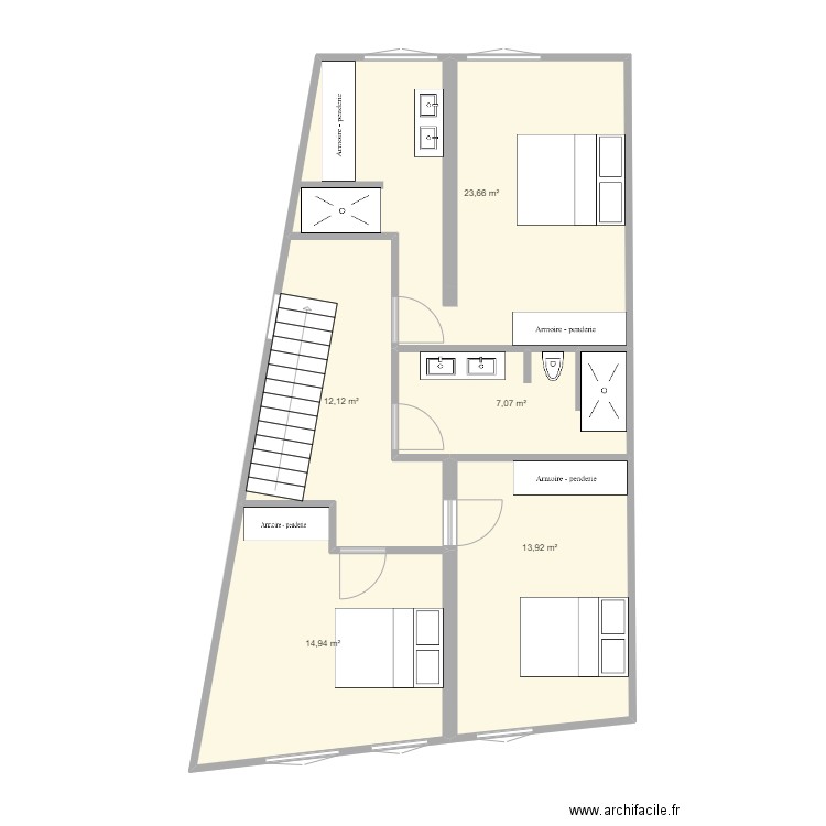 PROJET N° 4 (S.Iso). Plan de 9 pièces et 144 m2