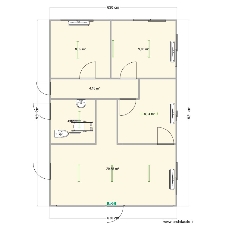 HOTEL MARTINEZ. Plan de 6 pièces et 55 m2