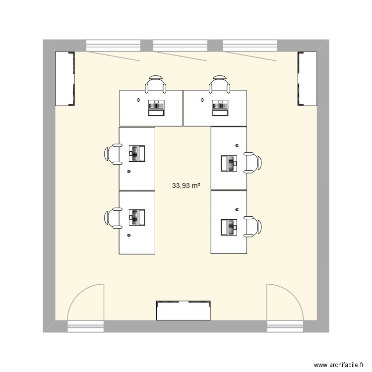 Bureau 1 - C. Plan de 1 pièce et 34 m2