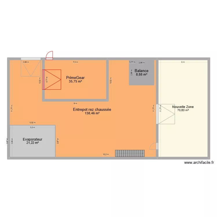 Entrepot rez chauss&eacute;e. Plan de 